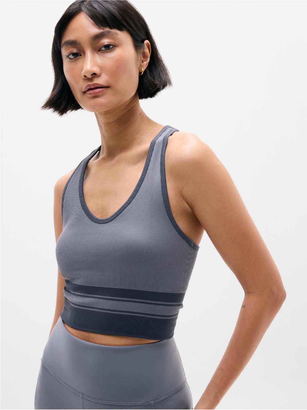 NWT Athleta Recharge Seamless Racerback Crop Tank in Slate